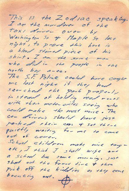 Zodiac letter 10-12-1969 Stine Murder