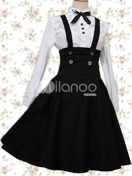 White-Long-Sleeves-Blouse-And-Black-Loli