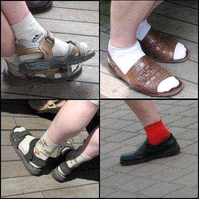Viele Socken in Sandalen