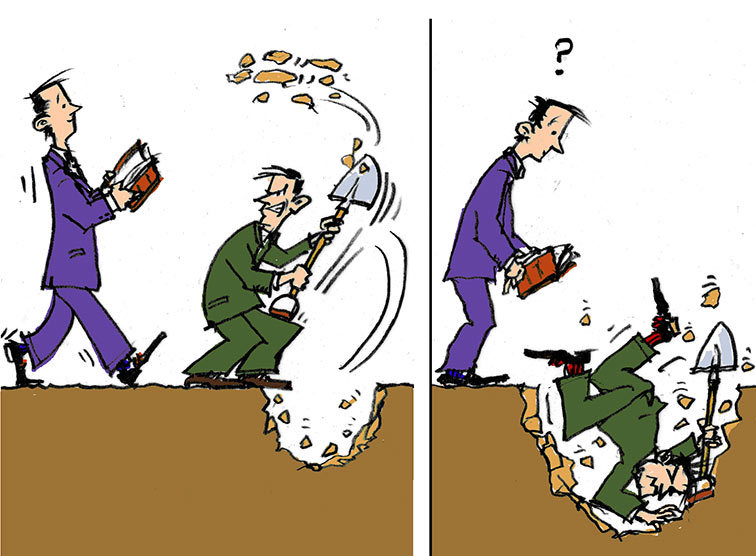  wer andern eine Grube gr bt -Zeichnung-