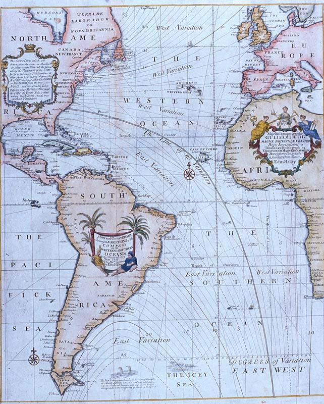 Halley compass variations 1702