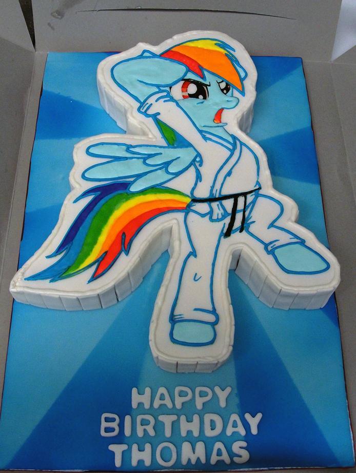 karate rainbow dash cake  by ls event-d5
