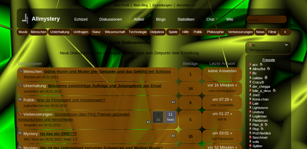 1a8100 Neue Diskussionen Allmystery
