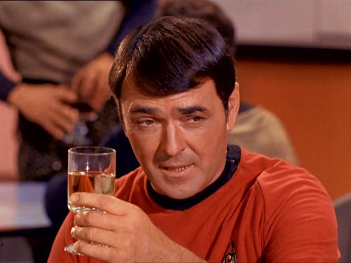 montgomery scott enjoying a glass of sco