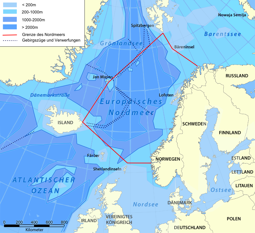 EuropC3A4isches Nordmeer mit Grenzen