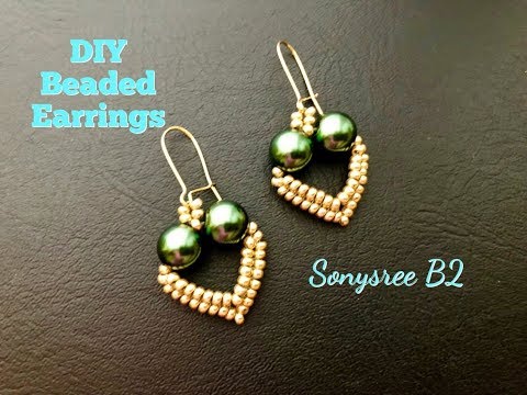 Youtube: Beaded Lovely Heart Earrings .DIY Earrings