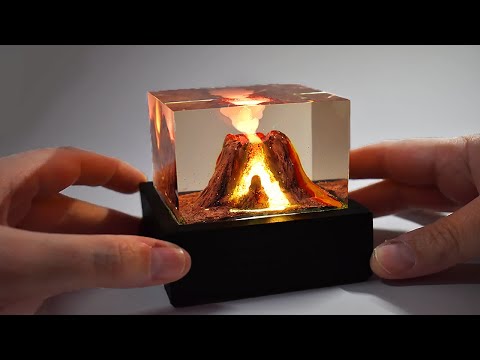 Youtube: 🌋ACTIVE VOLCANO DIORAMA /LAMP🌋 - Epoxy Resin Lamp with Wood Base-DIY