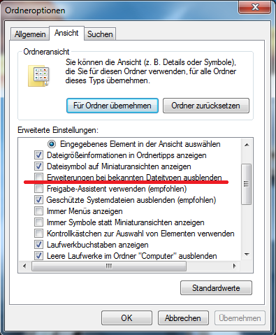 Ordneroptionen